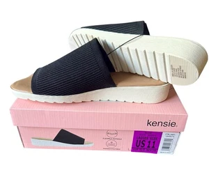 NUEVO CON ETIQUETAS SANDALIAS SIN CORDONES KENSIE para mujer de punto Ellie ~ negras ~ talla US 11 - Imagen 1 de 6