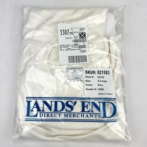 Lands' End Herren Seide Langarm Hemd Basisschicht Elfenbein Weiß Rundhalsausschnitt Oberteil XL - Bild 1 von 6