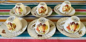 Set Of 6 Genuine England Royal Tuscan Fine Bone China Teacups and Saucers. - Picture 1 of 13