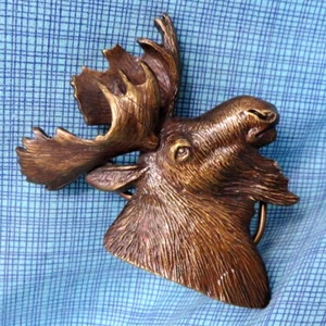 Bull Moose Belt Buckle 3D Hunter Spirit Animal Sportsman Vtg 80s Bergamot.TAZ539 - Picture 1 of 9