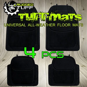 Black 4pc Rugged TUFF Floor Mat Universal All Weather Heavy Duty Odor Resistant - Bild 1 von 3
