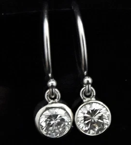 Diamant Ohrstecker Ohrringe Einfassung Tropfen französischer Haken 14k weiß rose gelbgold - Bild 1 von 5