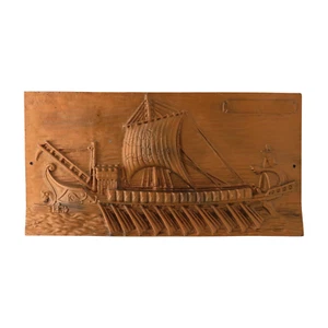 Antike Gussplatte - Trireme Romana - Schiff - Reliefbild - Sammlerstück - Bild 1 von 2