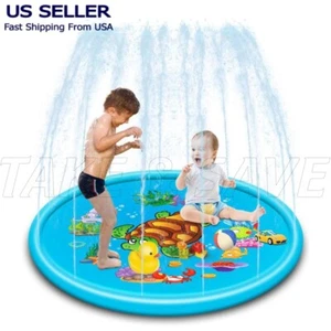 68" Kids Sprinkler Play Splash Pad Mat Wading Pool Summer Outdoor Water Toys - Picture 1 of 7