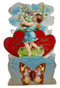 Valentine Card Cupid Butterfly From a Heart Filled with Love Fold Out #101 - Picture 1 of 8