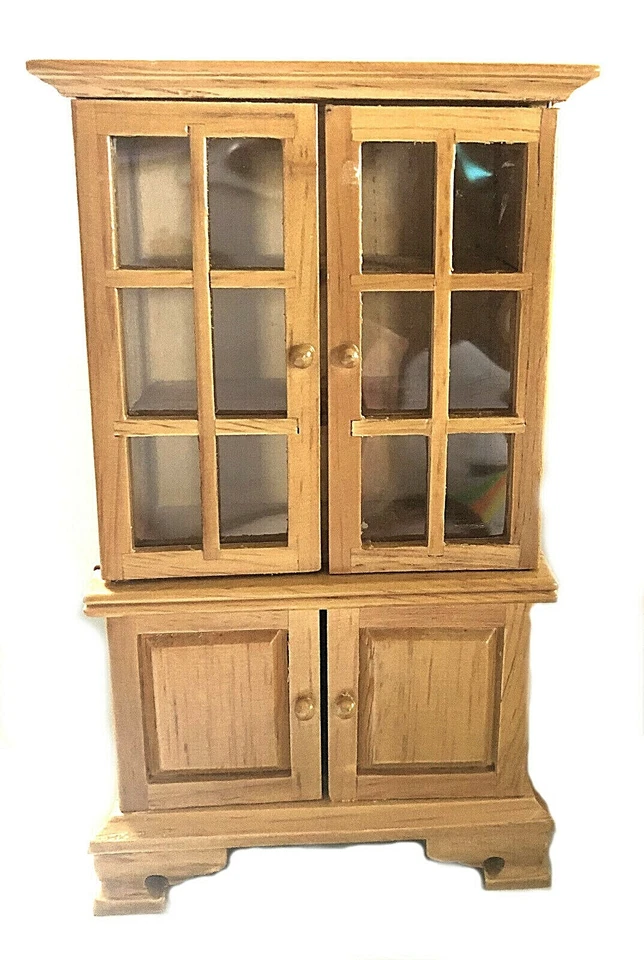 Casa de Muñecas Miniatura Acabado Roble Hutch 61/4" Alto 31/2" Anchas Aperturas Puertas Escala 1:12 Foto 1 de 1