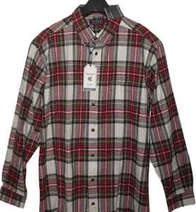 Camicia manica lunga Roundtree Yorke flanella portoghese ALTA XLT rossa a quadri nuova con etichetta - Foto 1 di 5