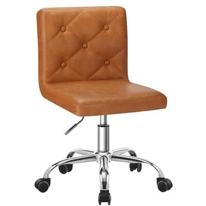 VECELO PU Leather Mid-Back Armless Desk Chair Adjustable Height 360° Rolling ... - Picture 1 of 7