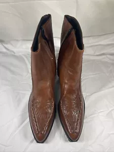 Laredo Western Boots Mens Antique Tan C Toe 7” Laced Vamp Zipper Size 9 US - Picture 1 of 9