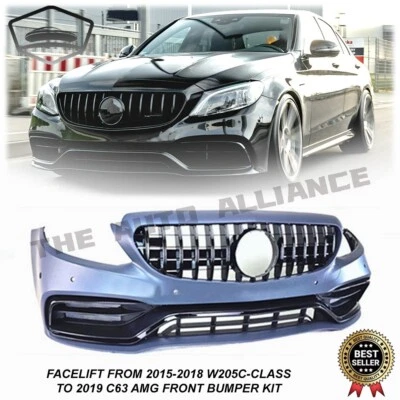 Parachoques delantero Facelift para Mercedes Benz W205 Clase C 2015-2018 actualización estilo C63 Foto 1 de 4