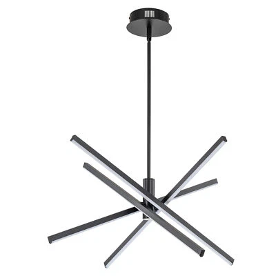 Lámpara de araña LED Sputnik negra integrada regulable con fuente de 4 luces LED Foto 1 de 4