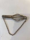 Vintage Tie Clip Gold Tone With Chain  (140)