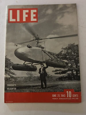 Life Magazine June 21, 1943, Sikorsky Helicopter, Air Offensive, M.O.T. - Image 1 of 4