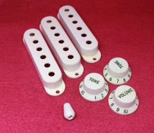Nos Set Bakelite Style Knobs Pickup Covers Set For Stratocaster White #343 - Picture 1 of 9