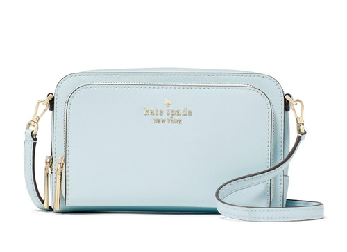 Nuova tracolla Kate Spade Staci doppia zip intorno cielo croccante con sacchetto antipolvere