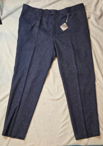 NEU MIT ETIKETT PAULO SOLARI MARINEBLAU MODERNE PASSFORM FLACHE VORDERSEITE HERRENHOSE 42/32 - Bild 1 von 4