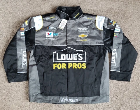 $130 NWT Jimmie Johnson Nascar Lowes For Pros Full Snap Nylon Pit Crew Jacket 2X Cover