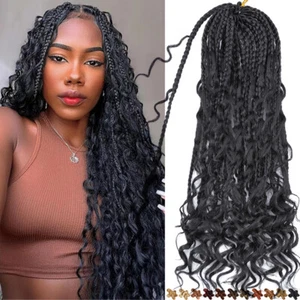 Pre-looped Boho Crochet Braids Hair As Human Curls Goddess Braid Wavy Extensions - Picture 1 of 19