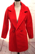 Women's Red Lined Button Front Jacket w/Pockets Size S