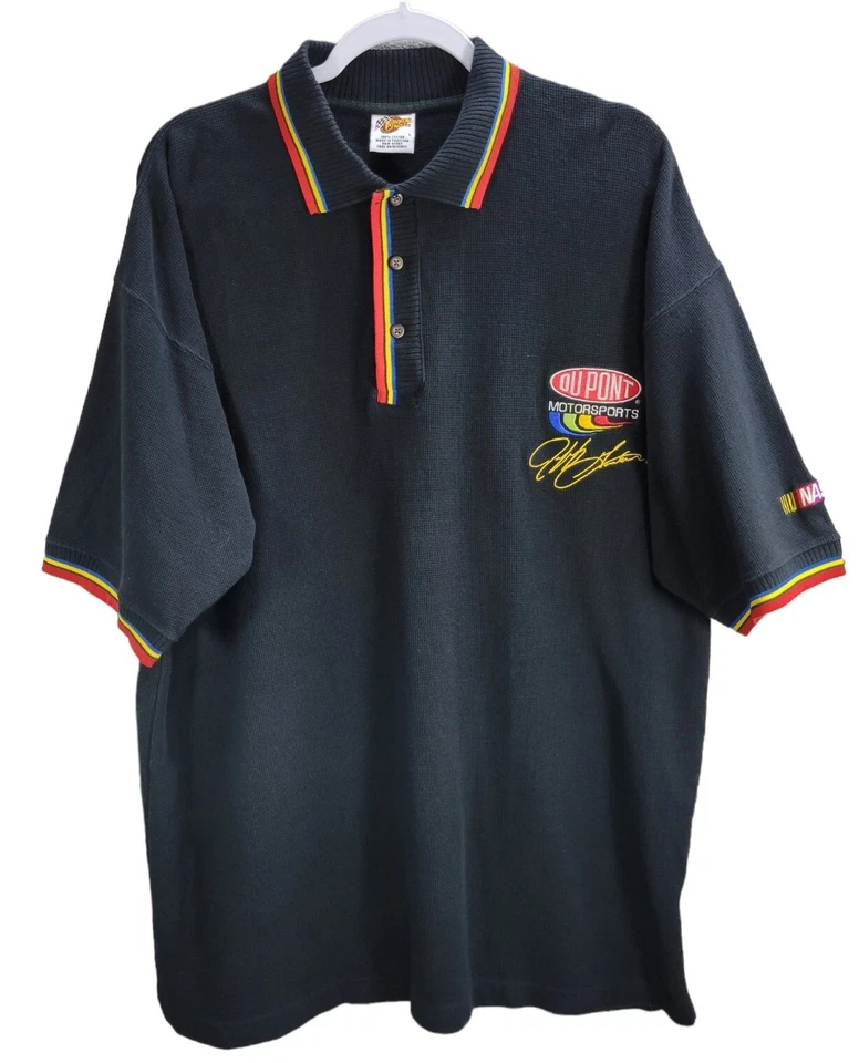 Polo negro gofre NASCAR para hombre Winners Circle Du Pont Motorsports talla L Foto 1 de 4