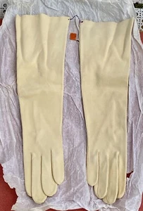 Guantes De Colección Sakowitz Francés Kislav Gamuza Cuero 15" Marfil Pequeños 6 Largos Nuevos - Imagen 1 de 6