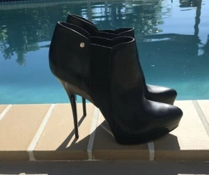 CESARE PACIOTTI SCHWARZE LEDER HALB SPITZ PLATEAU PUMPS BOOTIES Gr. 39M - Bild 1 von 12