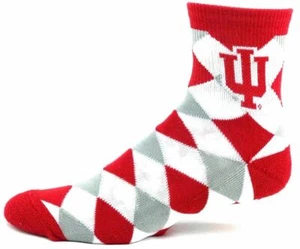 Indiana Hoosiers Red White & Gray Checkered Deuce Quarter Socks - Imagen 1 de 2