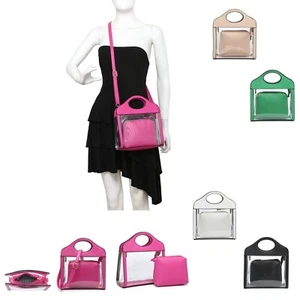 Damen Boutique Transparent Tasche in Tasche Klein Kunstleder Beuteltasche Schultertasche - Bild 1 von 15