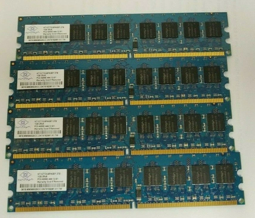 4x Nanya NT1GT72U8PA0BY-37B 1GB 2Rx8 PC2-4200E ECC Server/Workstation Memory - Image 1 of 2