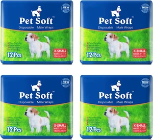 Disposable Male Dog Wraps - Dog Diapers for Male Dogs, Puppy Diapers 48Pcs Xsmal - Picture 1 of 12