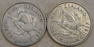 New Zealand Shilling's 1935 +37 Mid Grades As Pictured - Image 1 of 2