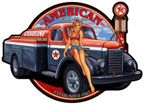 Pin Up AMERICAN Gasoline TEXACO Truck Sticker vinyle laminé - Bild 1 von 1