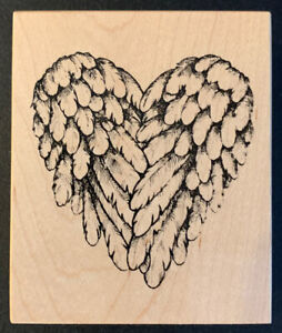 PSX G-3254 Angel Wings Heart Rubber Stamp