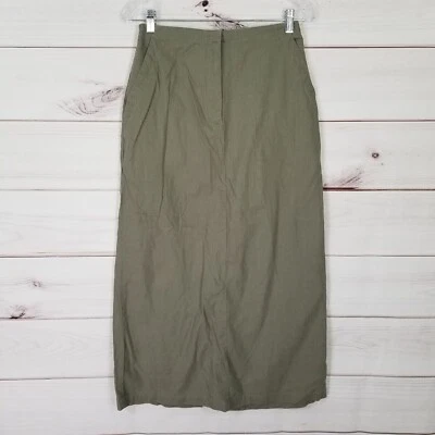 Maxi falda Eddie Bauer para mujer mezcla de lino talla 10 lino verde cintura elástica. Foto 1 de 4