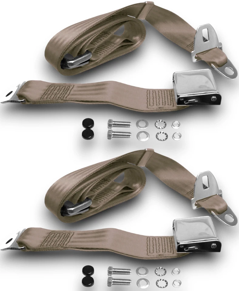 Seat Belt Strap Two Point Chrome Beige for Alfa Romeo Spider Set - Image 1 of 1