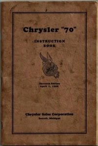 CHRYSLER 70 INSTRUCTION BOOK 1926 OWNER MANUAL GUIDE 11th EDITION DETAILED SPECS - Bild 1 von 1