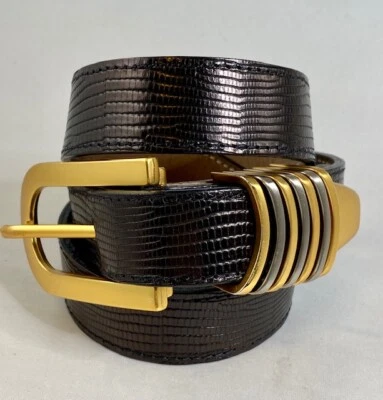 BB SIMON TEXTURED BLACK LEATHER BELT - MEDIUM *FITS LIKE A SMALL* - Image 1 of 4