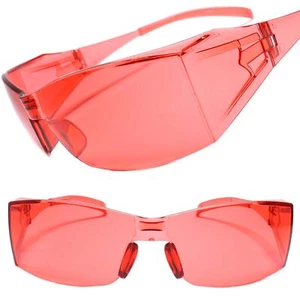 Wrap Around Futuristic Motorcycle Riding Biker Extreme Sports Red Sunglasses - Picture 1 of 4
