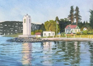 Browns Point Lighthouse Park, Tacoma Washington. Impresiones en acuarela de Chris Oldham - Imagen 1 de 1