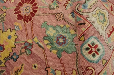 8x10 Oushak Rug Adorable Living Room Area Rug Peach Color Rug Bedroom - Image 1 of 4