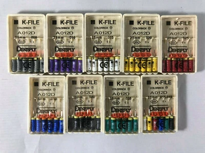 Dentsply Maillefer K-file Endodontic stainless steel 25mm All sizes 6files/pk