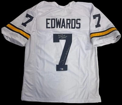 DONOVAN EDWARDS SIGNED MICHIGAN 2023 NATIONAL CHAMPIONS JERSEY BECKETT COA XL - Image 1 of 3