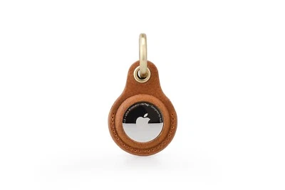 Airtag Case Keyring Genuine Leather with Brass Key Tag Apple Airtag Holder - Image 1 of 4