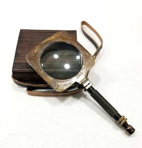 Antique Brass Henry Hughes & Sons Magnifying Glass With Leather Case - Picture 1 of 3