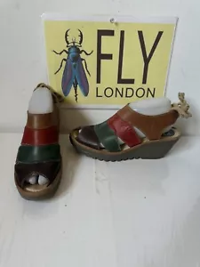 Fly London Wedges Leather Sandals Size UK 7 EU 40 - Picture 1 of 10