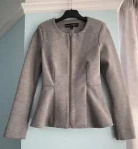 TOPSHOP PETITE Ladies’ Grey Jersey Fitted Zipped Jacket Size UK 4 (EUR 32) - Picture 1 of 22