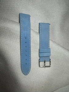 GENUINE leather watchstrap watch band strap 18mm blue suede nickel contrast - Bild 1 von 3