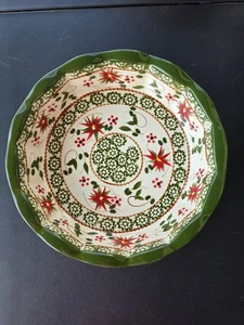 Temp-tations Ovenware By Tara 10" PIE PLATE DISH 762229 POINSETTIA XMAS DESIGN - Picture 1 of 12