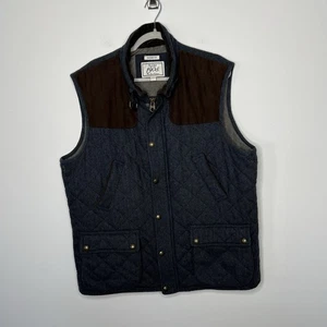 Jos A Bank 1905 Vest Mens XXL Blue Brown Herringbone Quilted Outdoor Wool Blend - Picture 1 of 12