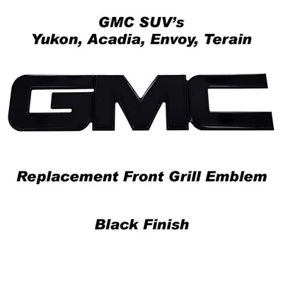 Full Replacement Billet Aluminum "GMC" Grille Emblem 00-14 GMC Yukon SUV - Black - Image 1 of 2
